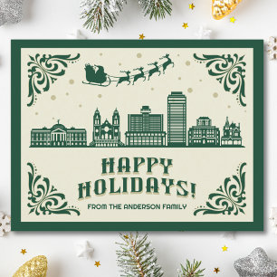 Phoenix, AZ Skyline Happy Holidays Postcard