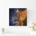 Phoenix Balance Spiritual Wall Tapestry Square Wall Clock<br><div class="desc">Bring powerful symbolism and artistic beauty into your space with this stunning Phoenix wall clock. Inspired by the legendary Phoenix, a timeless symbol of rebirth, transformation, and inner strength, this design blends mystical energy with a sense of harmony and balance. Perfect for meditation rooms, bedrooms, offices, or any space that...</div>