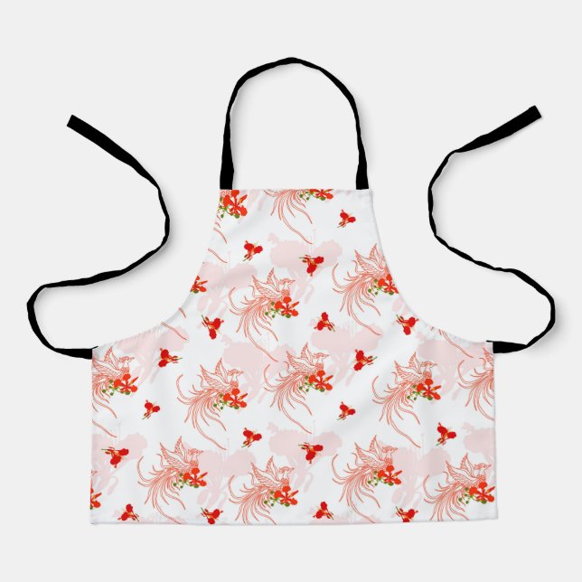 Phoenix Bird And Phoenix Flower Seamless Pattern Apron (Front)