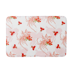 Phoenix Bird And Phoenix Flower Seamless Pattern Bath Mat