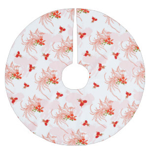 Phoenix Bird And Phoenix Flower Seamless Pattern Brushed Polyester Tree Skirt