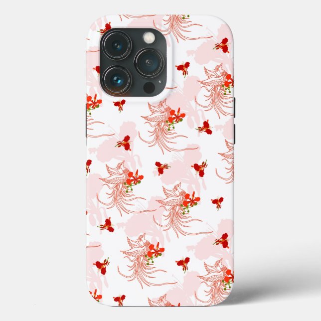 Phoenix Bird And Phoenix Flower Seamless Pattern Case-Mate iPhone Case (Back)