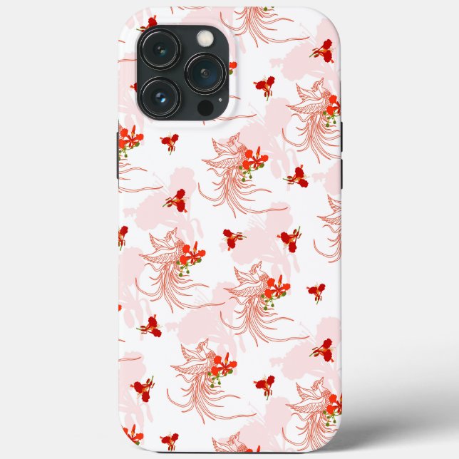 Phoenix Bird And Phoenix Flower Seamless Pattern Case-Mate iPhone Case (Back)