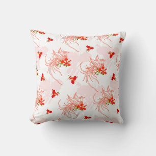 Phoenix Bird And Phoenix Flower Seamless Pattern Cushion