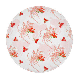 Phoenix Bird And Phoenix Flower Seamless Pattern Cutting Board