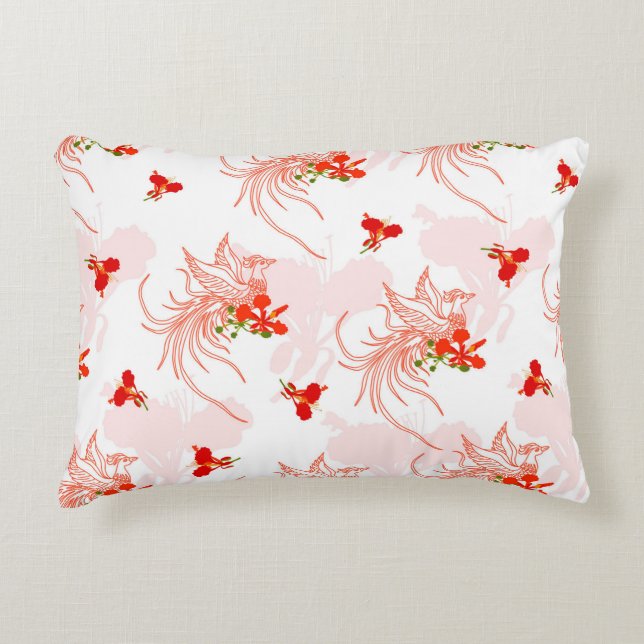 Phoenix Bird And Phoenix Flower Seamless Pattern Decorative Cushion (Front)