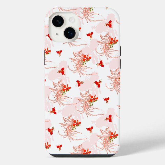 Phoenix Bird And Phoenix Flower Seamless Pattern iPhone Case (Back)