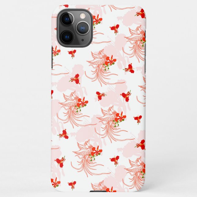 Phoenix Bird And Phoenix Flower Seamless Pattern iPhone Case (Back)