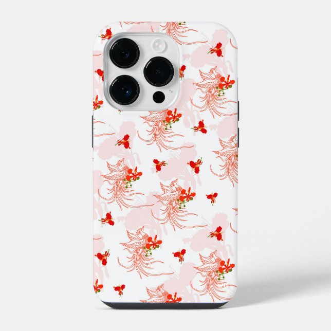 Phoenix Bird And Phoenix Flower Seamless Pattern iPhone Case (Back)