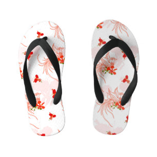 Phoenix Bird And Phoenix Flower Seamless Pattern Kid's Thongs