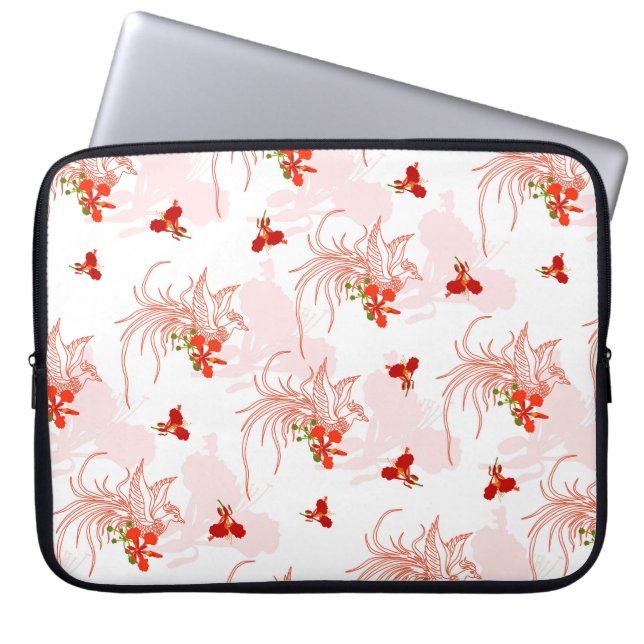 Phoenix Bird And Phoenix Flower Seamless Pattern Laptop Sleeve (Front)