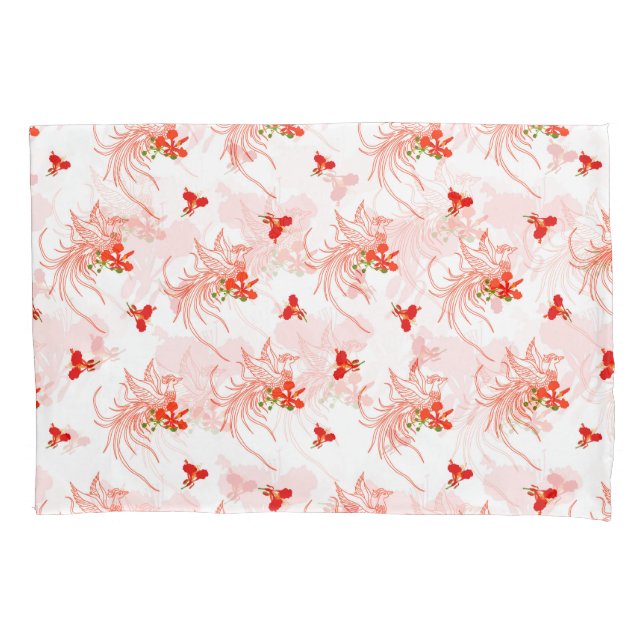 Phoenix Bird And Phoenix Flower Seamless Pattern Pillowcase (Front)