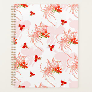 Phoenix Bird And Phoenix Flower Seamless Pattern Planner