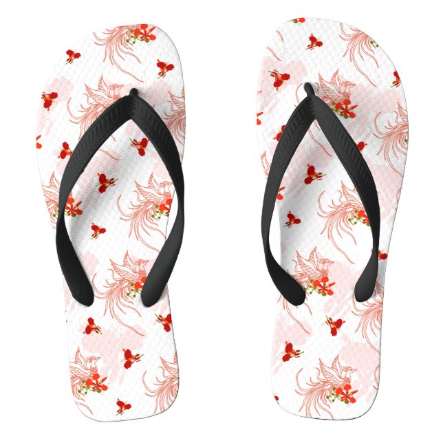 Phoenix Bird And Phoenix Flower Seamless Pattern Thongs (Footbed)
