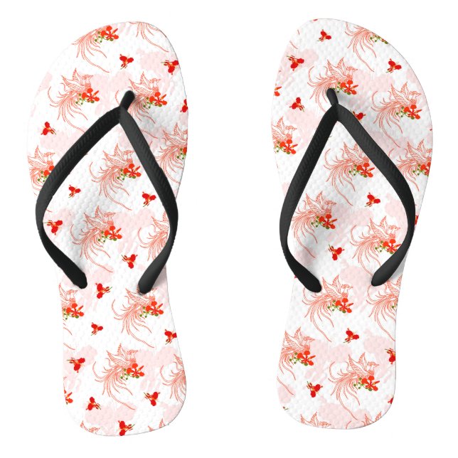 Phoenix Bird And Phoenix Flower Seamless Pattern Thongs (Footbed)