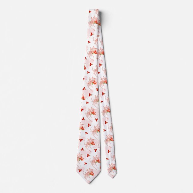 Phoenix Bird And Phoenix Flower Seamless Pattern Tie (Front)
