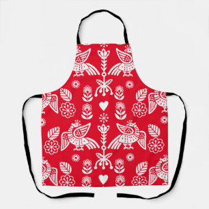 Phoenix Bird Folk Art Print Apron