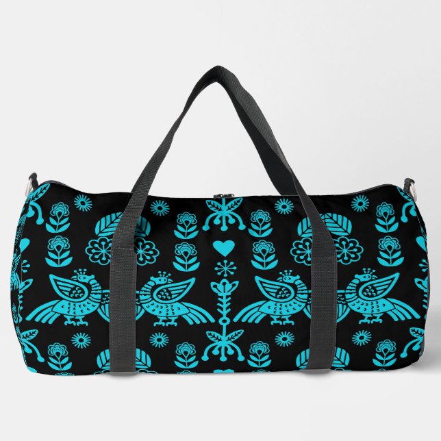 Phoenix Bird Folk Art Print Duffle Bag (Front)