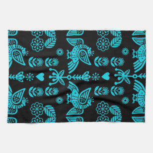 Phoenix Bird Folk Art Print Tea Towel