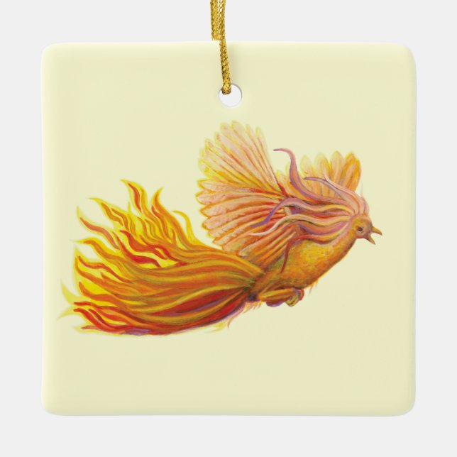 Phoenix Bird in Flight  Ceramic Ornament (Front)
