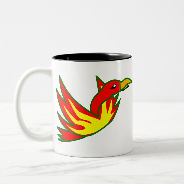 Phoenix Bird Of Fire Mythical Fire Bird Flaming Two-Tone Coffee Mug (Left)