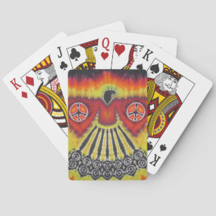 Phoenix Bird Peace Signs Tie Dye Playing Cards