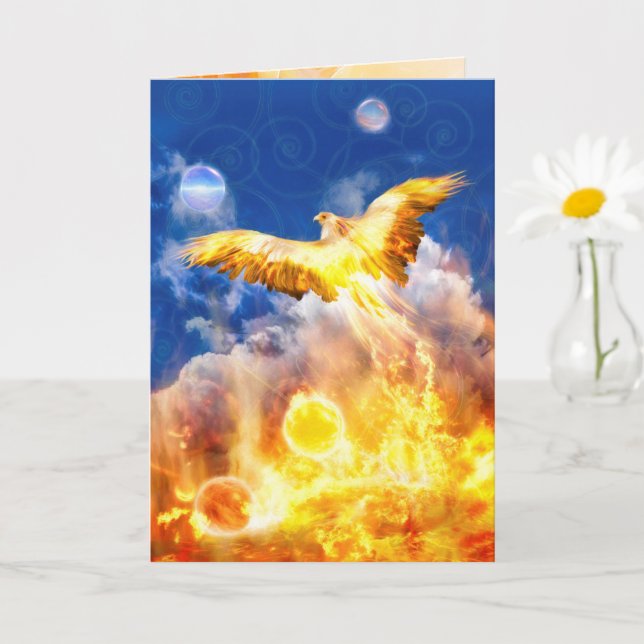 Phoenix Bird RISE ABOVE YOUR TROUBLES Card (Small Plant)