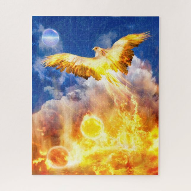Phoenix Bird RISE ABOVE YOUR TROUBLES Jigsaw Puzzle (Vertical)