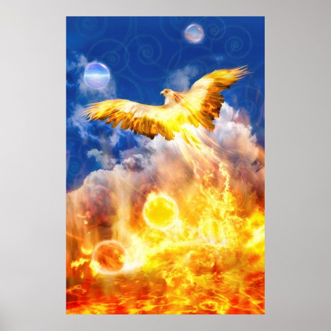 Phoenix Bird RISE ABOVE YOUR TROUBLES Poster (Front)