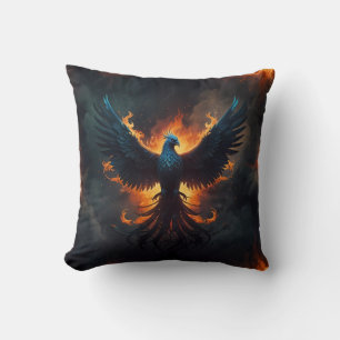 Phoenix Bird Rising with Flames Cushion