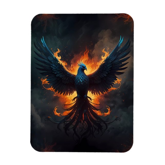 Phoenix Bird Rising with Flames Magnet (Vertical)