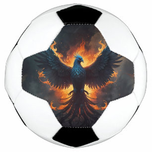 Phoenix Bird Rising with Flames Soccer Ball