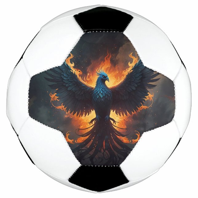 Phoenix Bird Rising with Flames Soccer Ball (Front)