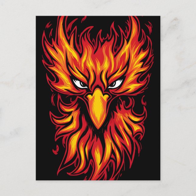 Phoenix Bird With Fiery Flames Graphic Art Design Postcard (Front)