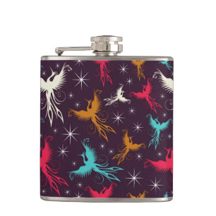 Phoenix Birds Figure Pattern Hip Flask