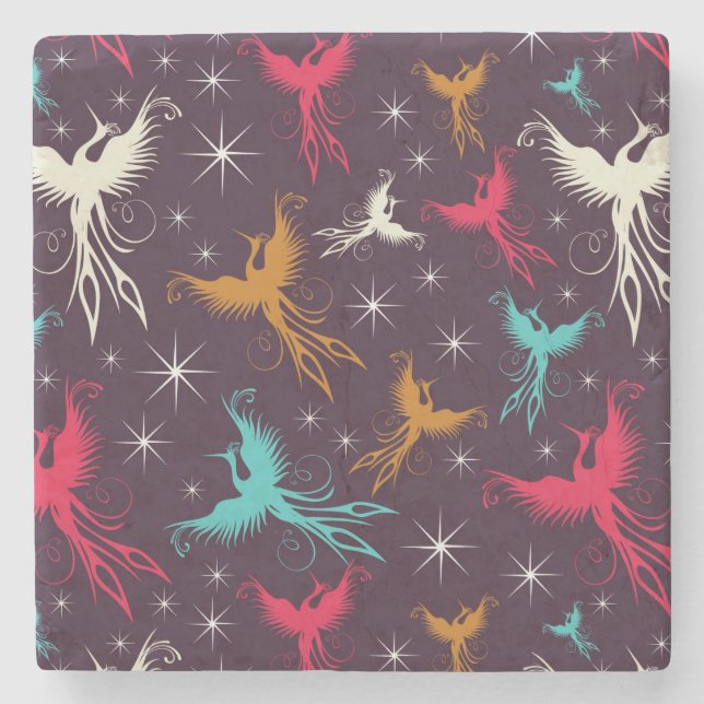 Phoenix Birds Figure Pattern Stone Coaster (Front)