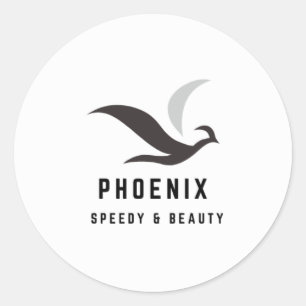 PHOENIX BLACK WHITE BIRD SPEEDY BEAUTY STIKER CLASSIC ROUND STICKER