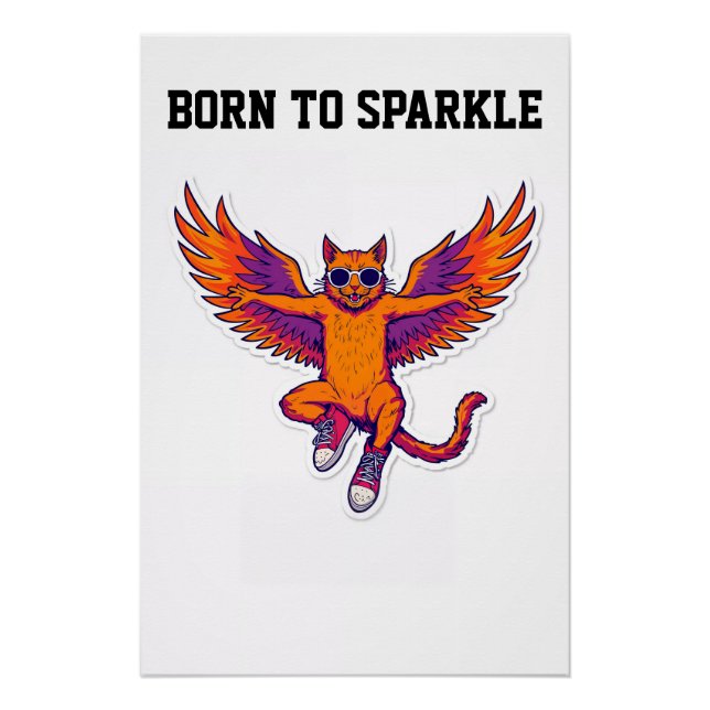 Phoenix Cat Poster – Magical Fire Kitty Wall Art (Front)