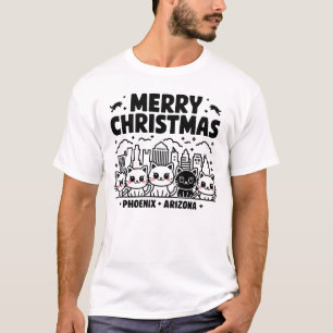 Phoenix City Arizona Merry Christmas Cats USA T-Shirt