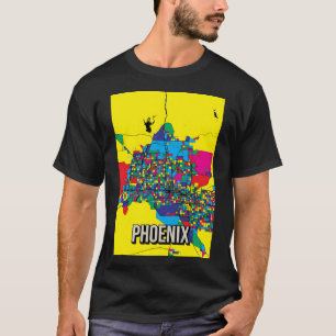 Phoenix City Map - Colourful Abstract Art Print T-Shirt