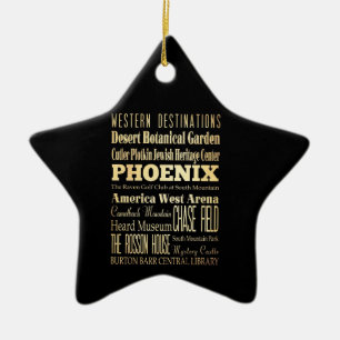 Phoenix City of Arizona State Typography Art Ceramic Tree Decoration