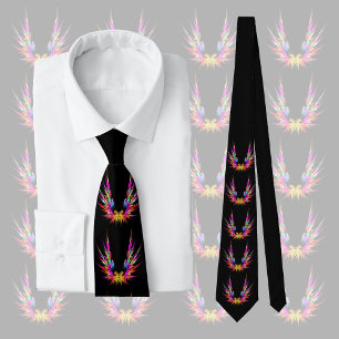 Phoenix - colourful fractal art on black tie