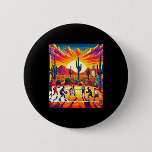 Phoenix desert sunset basketball_ heatwave  6 cm round badge