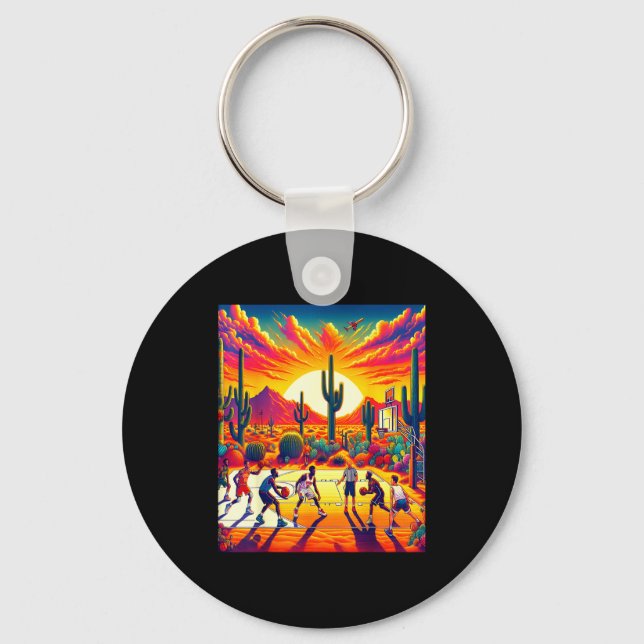 Phoenix desert sunset basketball_ heatwave  key ring (Front)