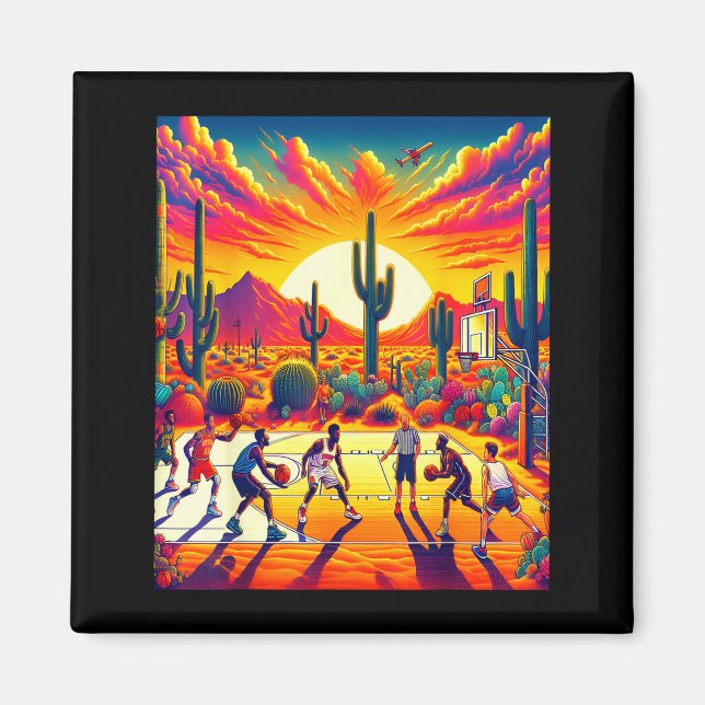 Phoenix desert sunset basketball_ heatwave  magnet (Front)