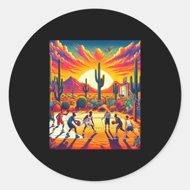 Phoenix Desert Sunset Sketll Heatwave  Classic Round Sticker (Front)