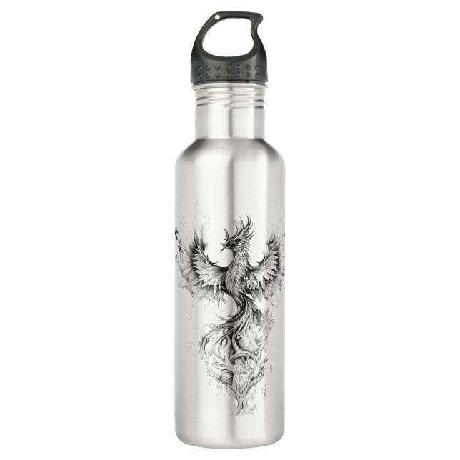 Phoenix Fantasy Wild Animal Illustration Art Tatto 710 Ml Water Bottle (Front)
