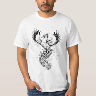 Phoenix Fantasy Wild Animal Illustration Art Tatto T-Shirt