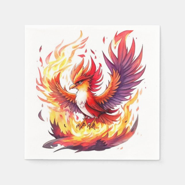 Phoenix Fire Bird Birthday Napkin (Front)