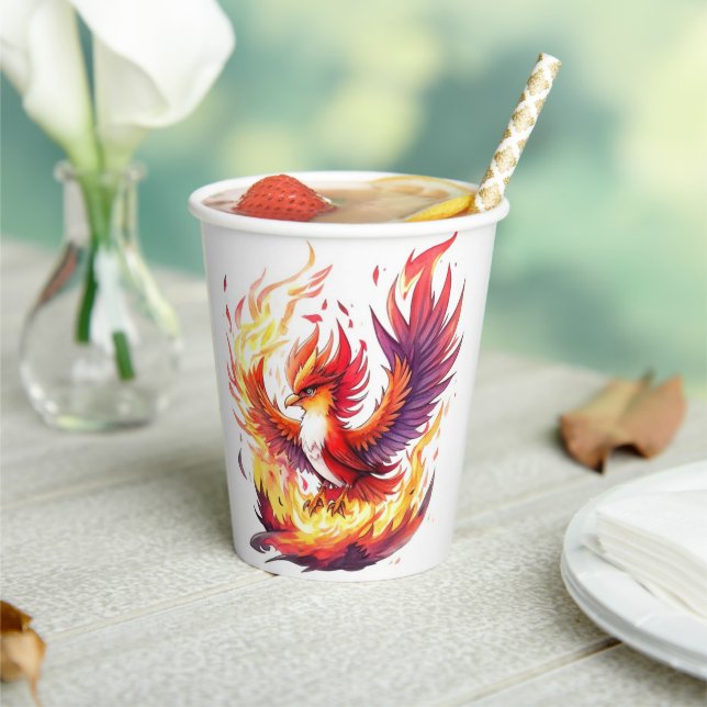 Phoenix Fire Bird Birthday Paper Cups (Insitu)